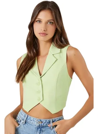 Notched Lapel Cropped Vest 