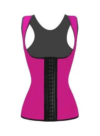 2 Hooks Back Side Girdle Corset Pink/Black 