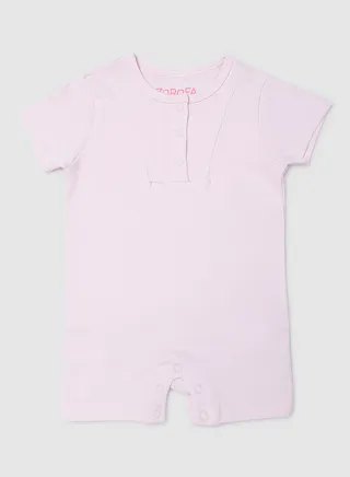 Round Neck Plain Onesies Pink 