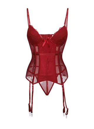 Fashion Waistband V-Neck Corset Red 