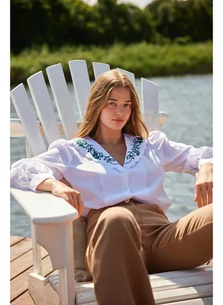 Blouse - White - Regular fit 