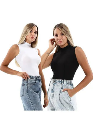 Mesery Bundle Of (2) Cottovega Plain High Neck Sleeveless Undershirt - Color May Vary 