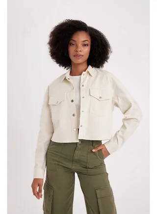 Woman Oversize Fit Shirt Neck Woven Long Sleeve Shirt 