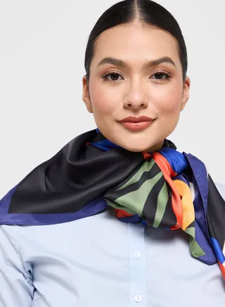 Abstract Geometric Print Silky Scarf