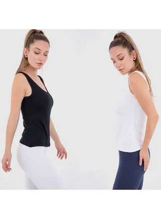 Round Neck Sleeveless Slim Plain Undershirts Multicolour 