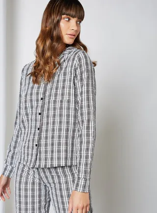 Checkered Long Sleeve Shirt Black 