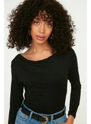 Blouse - Black - Slim fit 