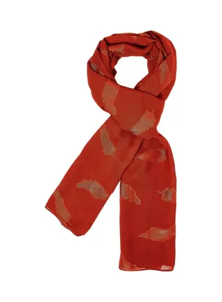 Leaf Embellished Hijab Scarf Firebrick 