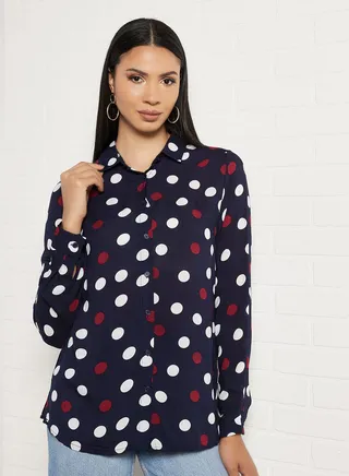 Polka Dot Shirt Navy 