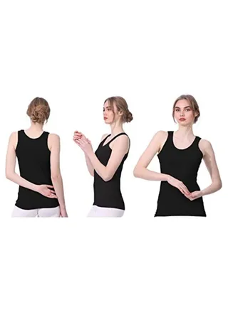 Dice Round-Neck Solid Tank Top for Women - Black 
