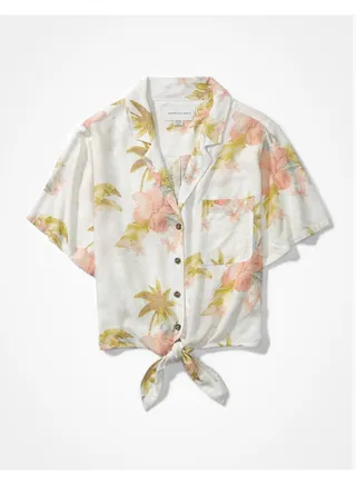 AE Tie-Front Button-Up Shirt 
