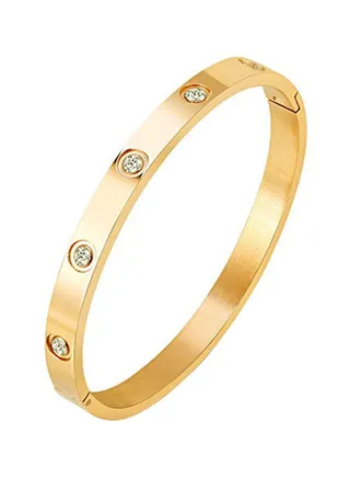 18K Gold Plated Cubic Zirconia Bangle Bracelet 