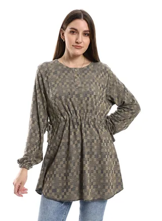 Women Plain Blouse With Long Sleeves 