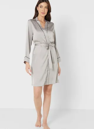 Contrast Piping Detail Night Robe