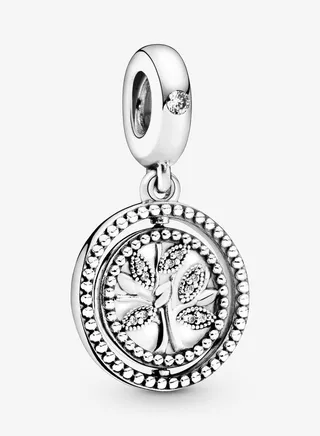 Spinning Family Tree Silver Dangle for Pandora Moments Women's Bracelet 797786CZ 