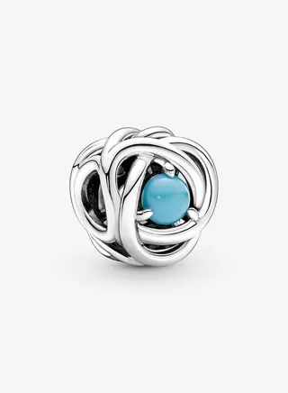 Pandora Moments Turquoise Blue Eternity Circle Charm for Women's Bangle 790064C02 