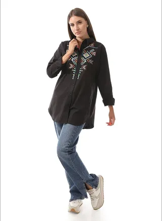 Chest Embroidered Pattern Shirt 