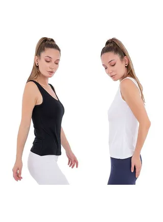 Bundle Of Two Plain Tank Tops Black/White 