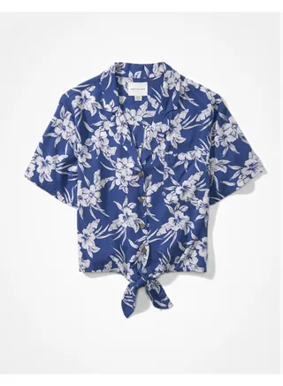 AE Tie-Front Button-Up Shirt 