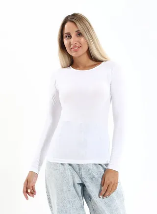 Basic Round Neck Full Sleeves -  White 