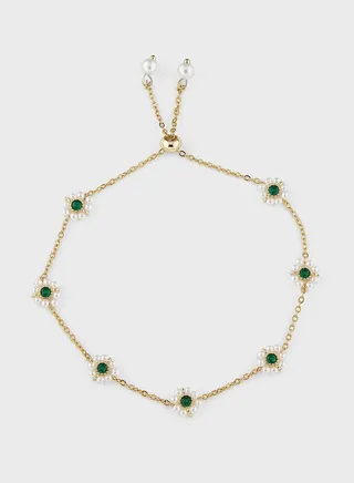 Floral Beaded Chain Bracelet