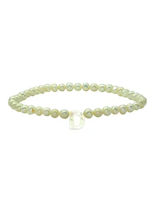 Pearl Studded Letter D Charm Bracelet 