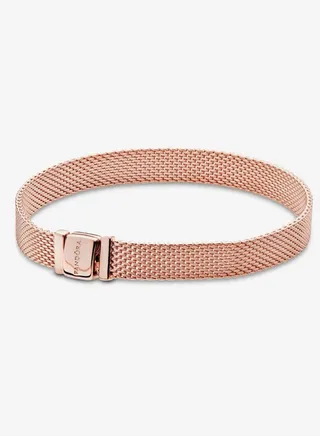 Pandora Reflexions Women's Rose Gold Classic Copper Silver Alloy Woven Bracelet 587712 