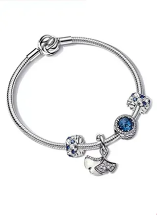 Pandora Moments Cubic Zirconia Fashion Women's 925 Silver Strand Snake Chain Bracelet Set zt2878 
