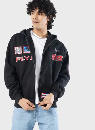 Chest Signature Patch Zip Hoodie