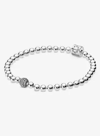 Pandora Signature Cubic Zirconia Women's 925 Silver Beaded Bracelet 598342CZ 