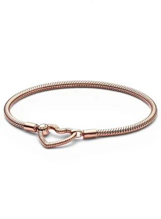Pandora Moments heart-shaped chain snake bone chain bracelet for woman 