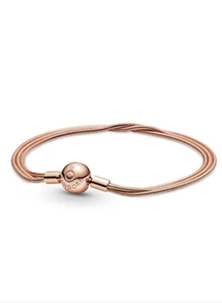 Pandora Moments Women's Fashion Classic Rose Gold Multiple Snake Bone Chain Bracelet 589338C00 