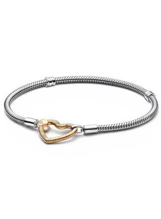 Pandora Moments Heart Chain Snake Bone Chain Women's Silver Bracelet 