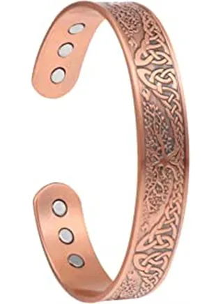 Pure Copper Magnetic Bracelet Magnetic Therapy Bracelet Magnetic Healing Bracelet Cuff Bracelet Energy Healing Bracelet for Women Men Joint Pain Arthritis Relief 