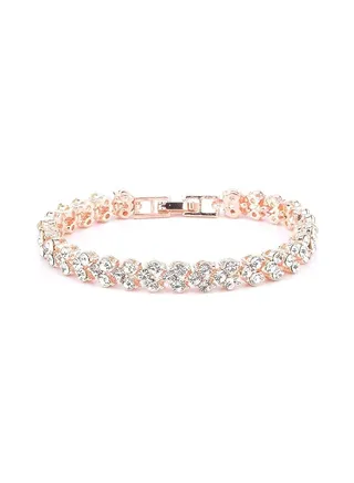 Bracelets for Women,Cubic Zirconia Tennis Bracelet,Classic Bling Bangles for Teens Girls and Female Hand Jewelry Accessories-6.5 Inch (Rose Gold) 