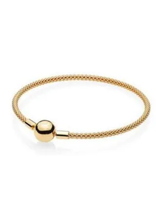 Pandora Moments Series 14K Copper Silver Alloy Women's Mesh Woven Bracelet 586543 