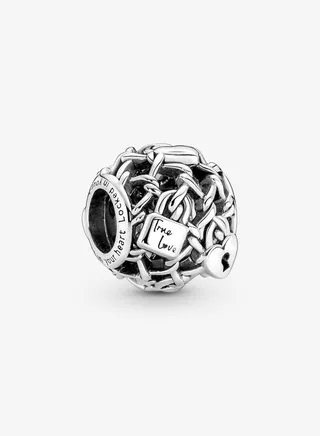 Pandora Moments Openwork Chain Link Padlock Charm for Women's Bangle 790071C00 