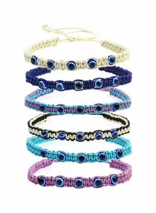 6 Pieces Evil Eye Bracelets Lucky String Bracelet Adjustable 7 Knot Evil Eye Bracelet Evil Eye Protection Bracelet 