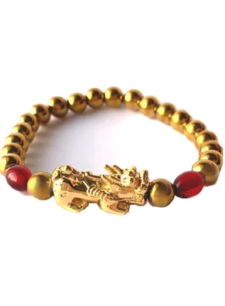 Feng Shui Dragon Natural Hemitate 18K Gold Plated Bracelet 