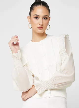 Ruffle Detail Cardigan