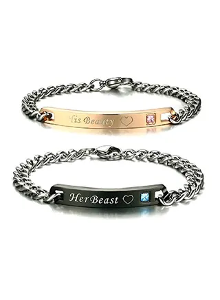 2-Piece His & Hers Matching Metal Bracelet 