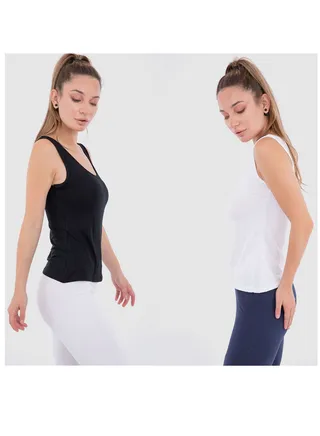 Bundle Of Two Plain Tank Tops Multicolour 