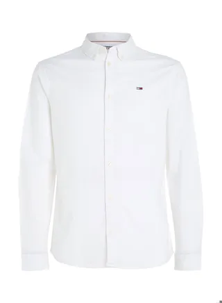 Men's Stretch Oxford Cotton Slim Fit Casual Shirt, White 