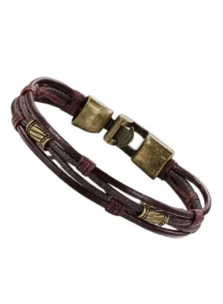 Braided Leather Rope Surfer Cuff Bracelet 215 Millimeter 