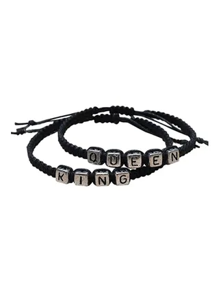 Acrylic Couple Braided King-Queen Charm Bracelet 