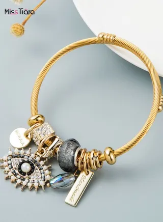 DIY devil's eye crystal pendant gold-plated bracelet For Women 