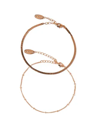 Satellite and flat curb chain bracelet pk 