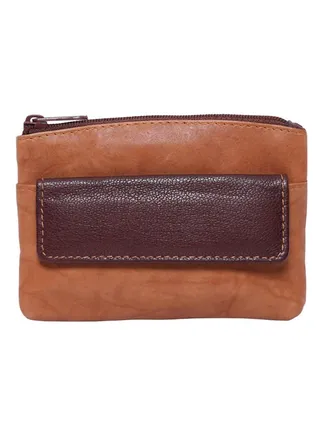 Leather Small Money Coin Purse Brown 