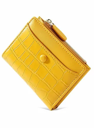 Small Purses for Women Fashion Stone Pattern Girls Wallet Thin and Light Card Holder Organizer (Yellow) 