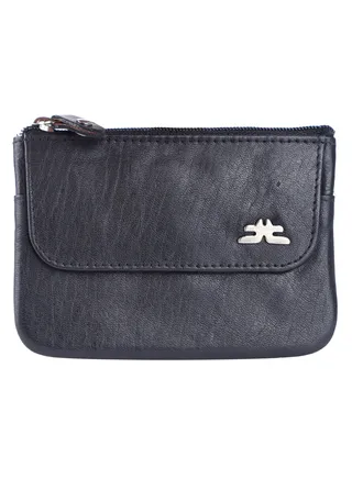 Laveri Leather Coin Purse With Key Chain Tassel Black 